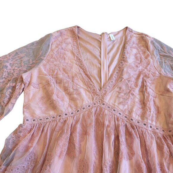 PinkBlush Pink Lace Maxi Dress Short Sleeve Maternity Photo Shoot Size XL Womens - Picture 3 of 13